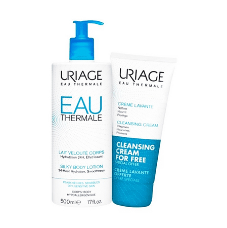 Uriage Lait Velouté Corps Hydratation 24h Effet Lissant + Crème Lavante Offerte, 500 ml + 200 ml