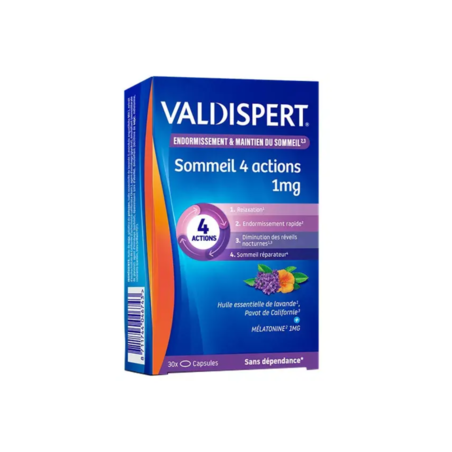 VALDISPERT MELATONINE 1mg 4 ACTIONS Caps B/30