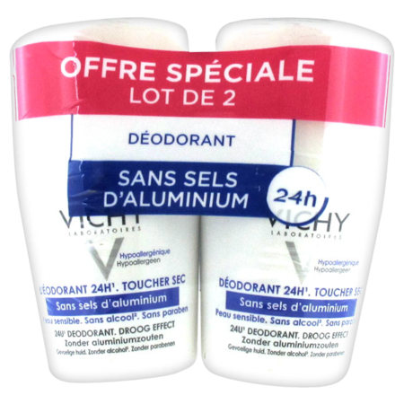 Vichy deod s/alu bille 50ml x2