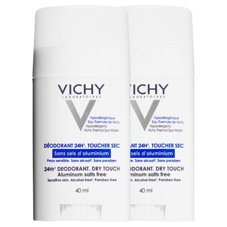 Vichy deodorant sans sel aluminium 24h stick, 2 x 40 ml