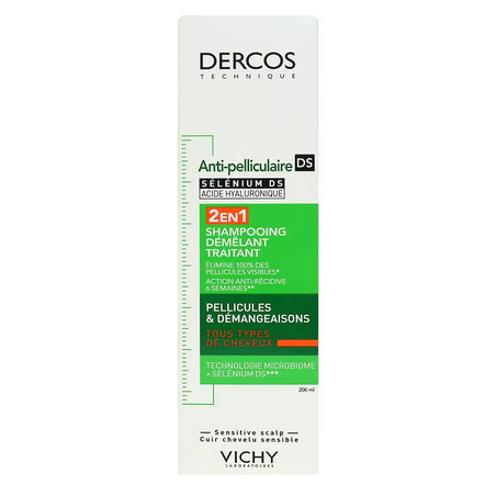 Vichy Dercos Shampoing Traitant Anti-Pelliculaire Cheveux Secs, 200 ml 