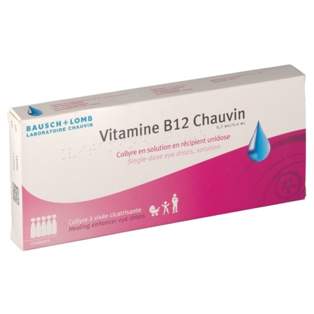 Vitamine b12 chauvin 0,2 mg/0,4 ml, 10 flacons unidoses de 0,4 ml de collyre